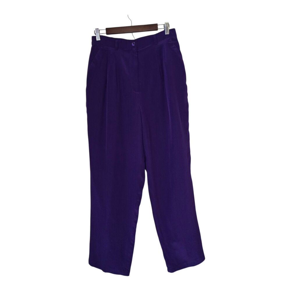 Vintage Bridgewater Classics Women’s 12 Deep Purple 100% Silk Dress Slacks
